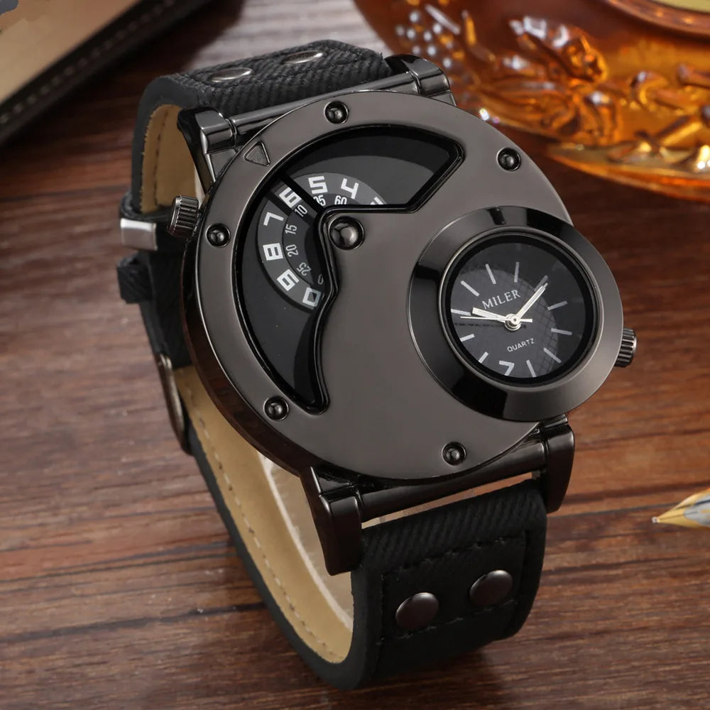 Creative Men Miler Watch Big Dial Clock Fashionable
