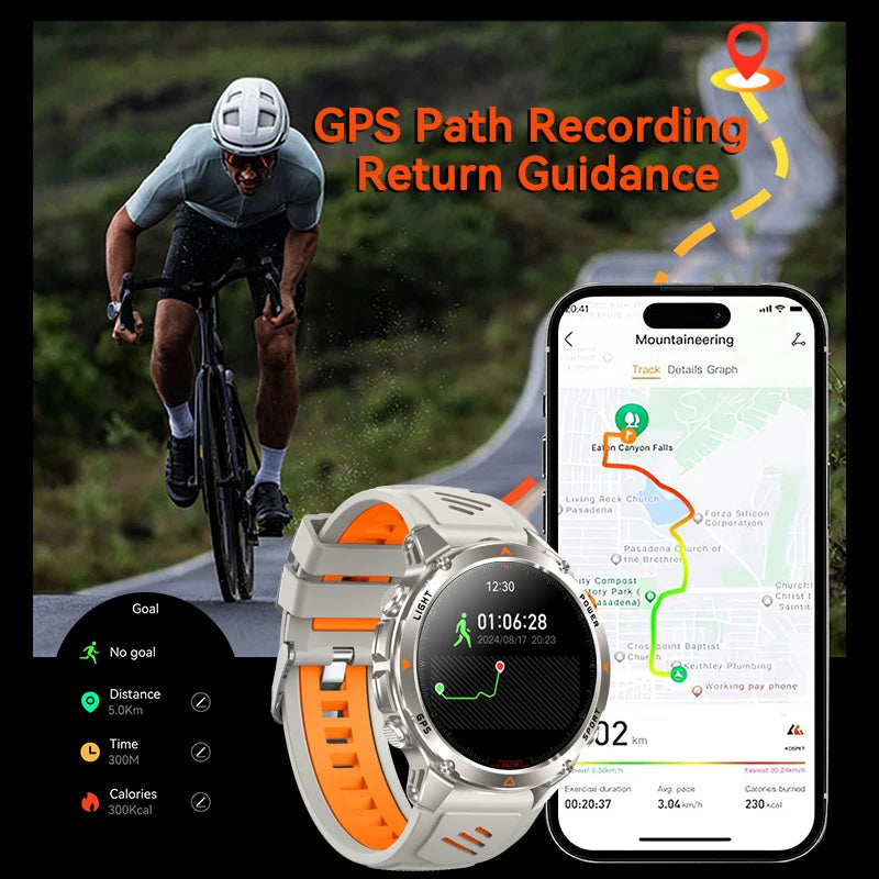 Military T-Rex 3 GPS Waterproof Smart Watch 1.4HD AMOLED Built-in 6