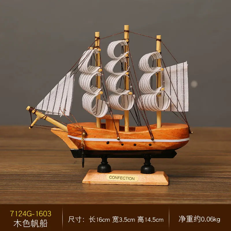 Pirate ship model Wooden small wooden boat