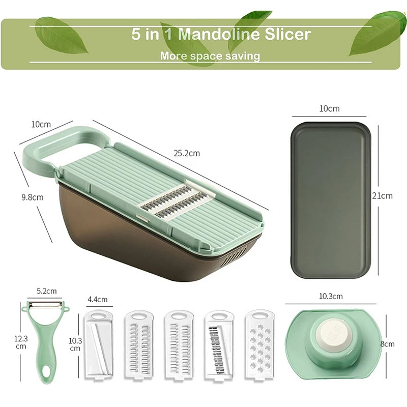 5 In 1 Vegetable Cutter Fruit Slicer Grater