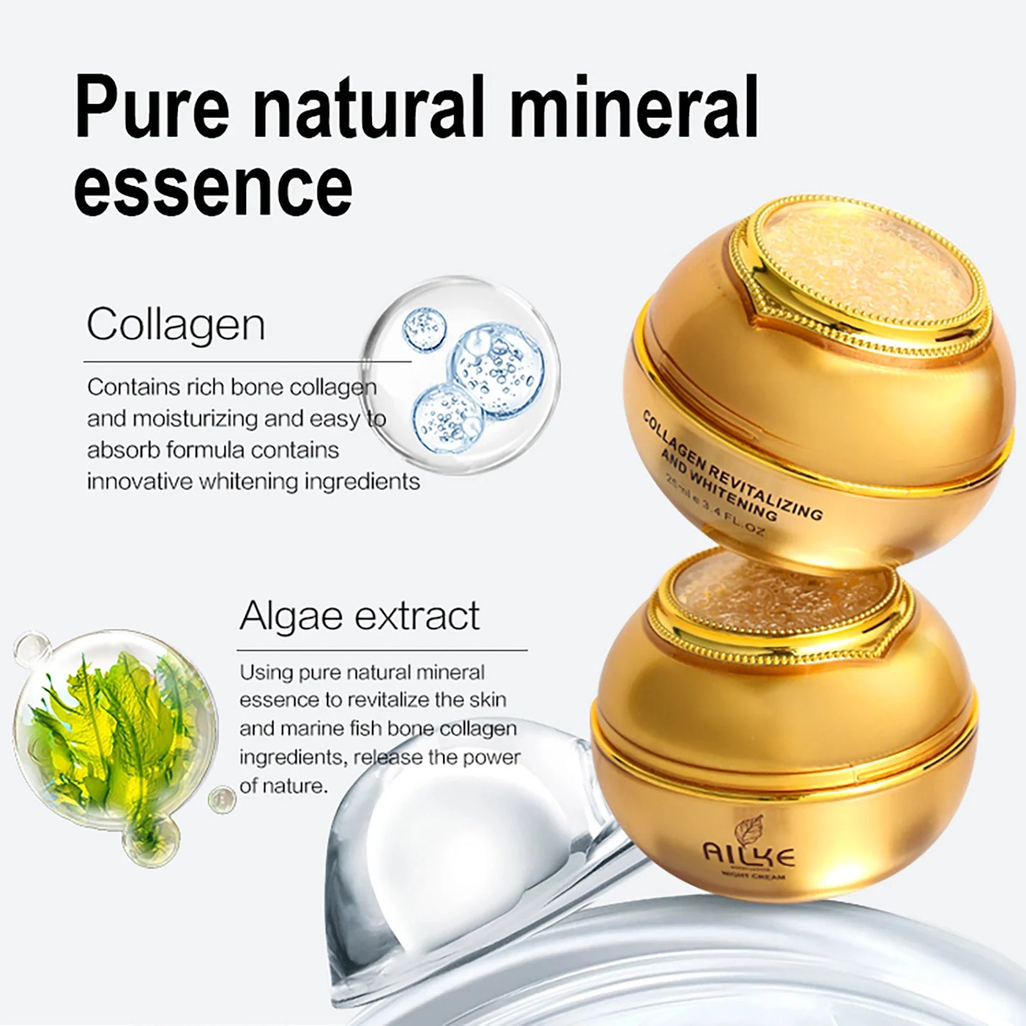 AILKE 24K Collagen Facial Whitening Set, Reduce Black Spots,