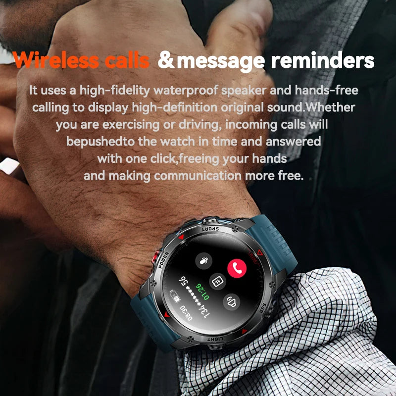 Military T-Rex 3 GPS Waterproof Smart Watch 1.4HD AMOLED Built-in 6