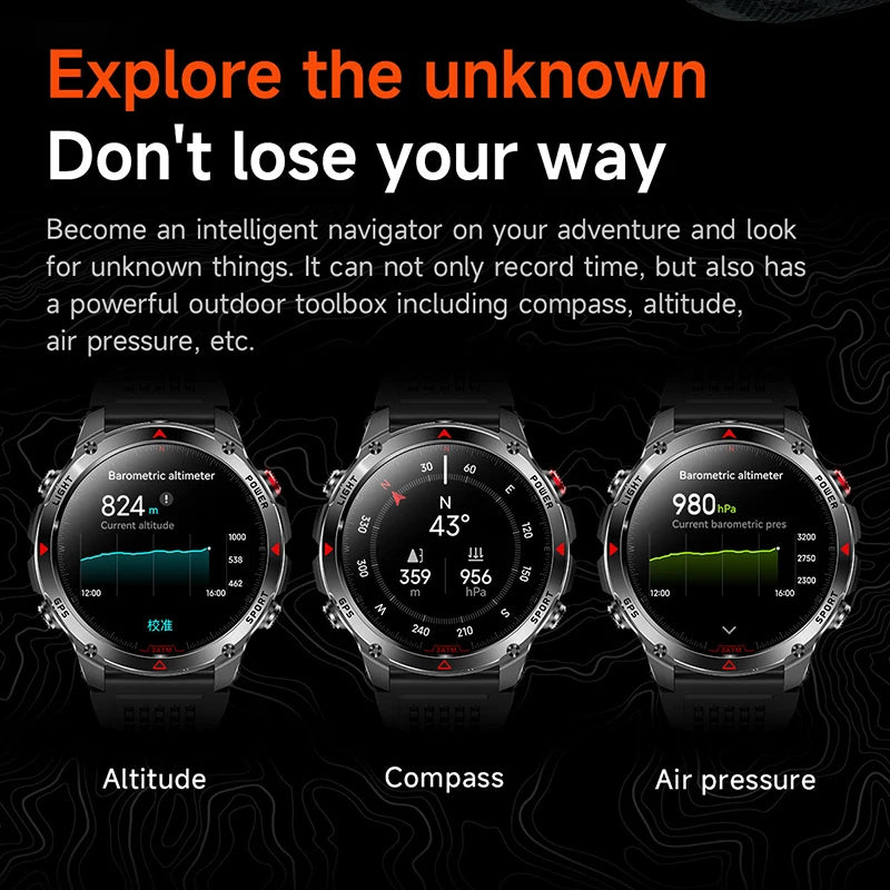 Military T-Rex 3 GPS Waterproof Smart Watch 1.4HD AMOLED Built-in 6