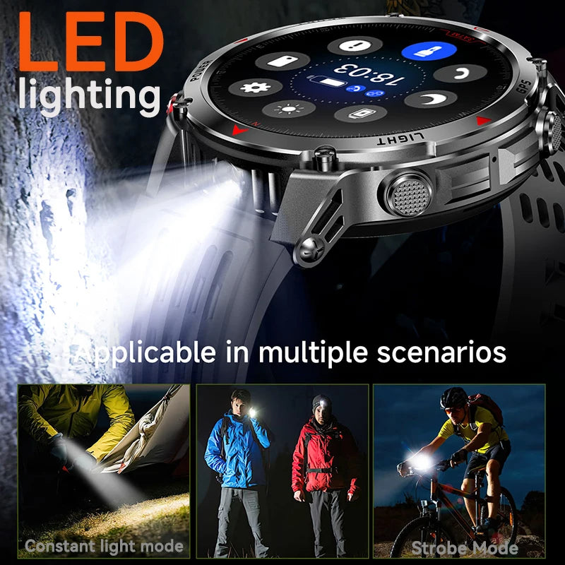 Military T-Rex 3 GPS Waterproof Smart Watch 1.4HD AMOLED Built-in 6