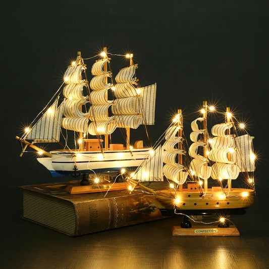 Pirate ship model Wooden small wooden boat