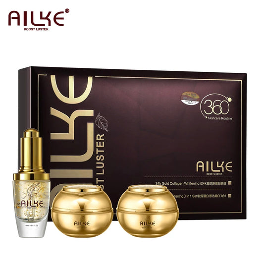 AILKE 24K Collagen Facial Whitening Set, Reduce Black Spots,