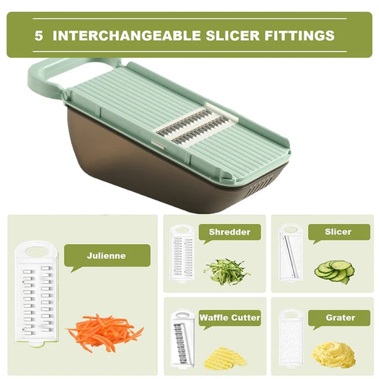 5 In 1 Vegetable Cutter Fruit Slicer Grater